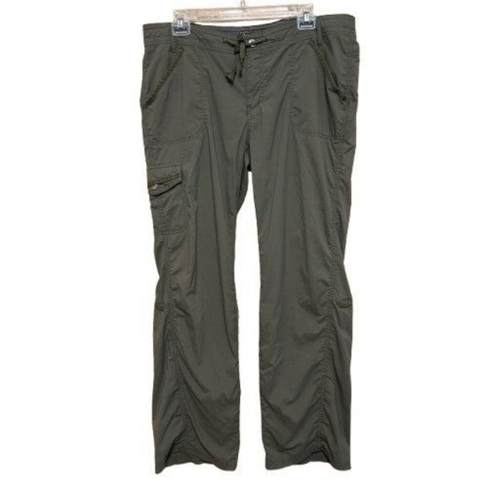 REI Convertible Roll Up Pants Womens 14 Green Hiking Cargo Outdoor Relaxed Fit